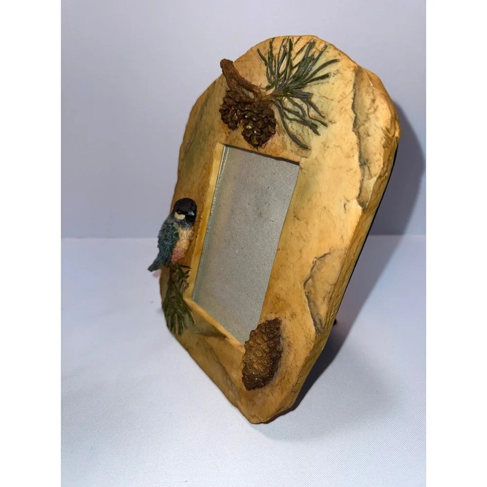 Rustic Resin Bird Pinecone Picture Frame Nature Woodland Cabin Decor 3x5